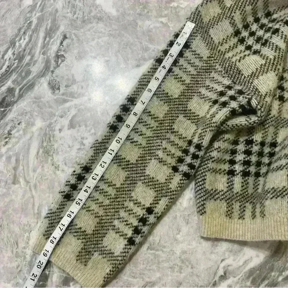 Rails Women's Plaid Cardigan Sweater Ivory Black Size XL Wool Winter Preppy - Picture 7 of 11